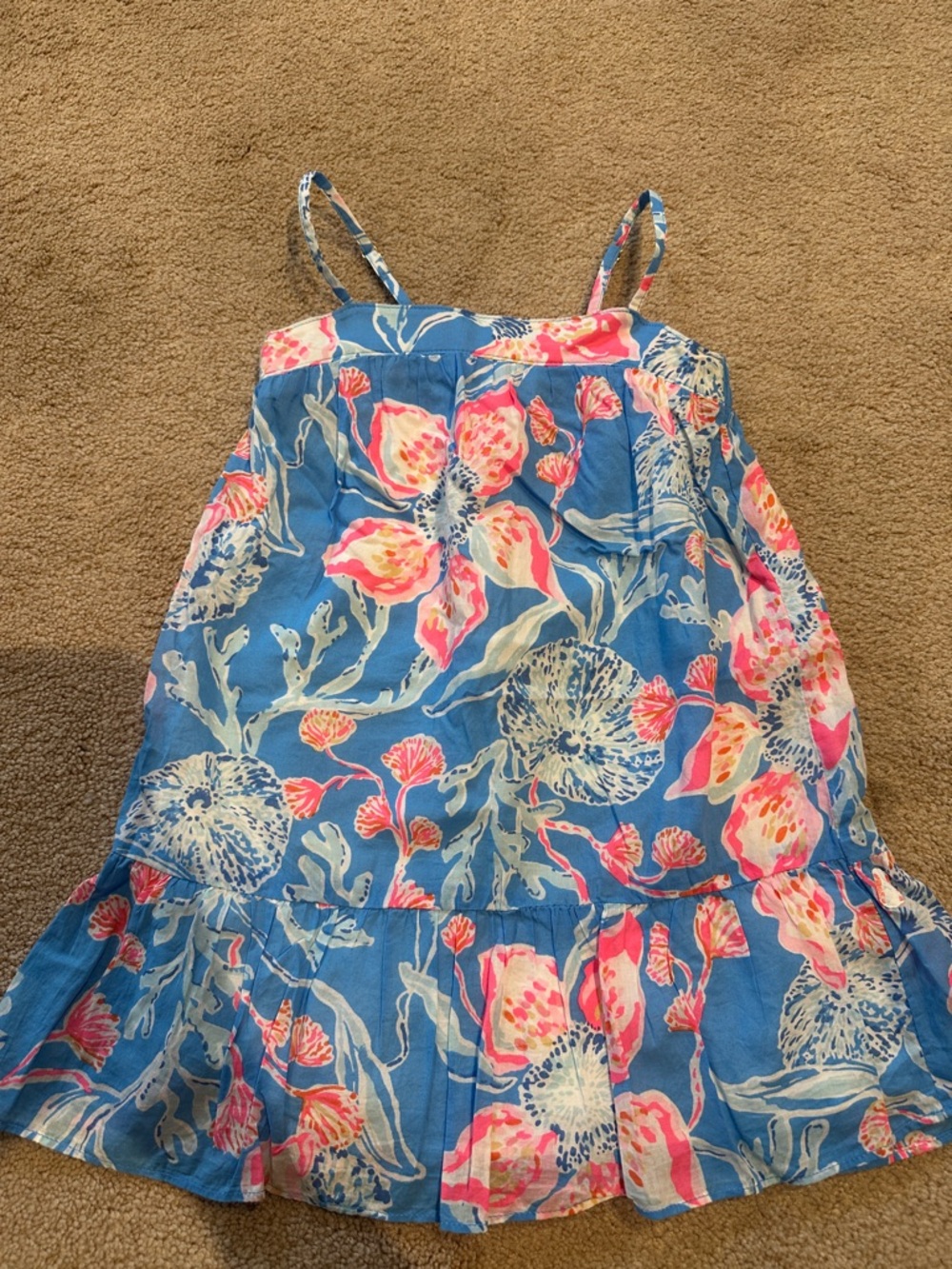 Lilly Pulitzer Blue Dress with Pink & Cream Floral Accents